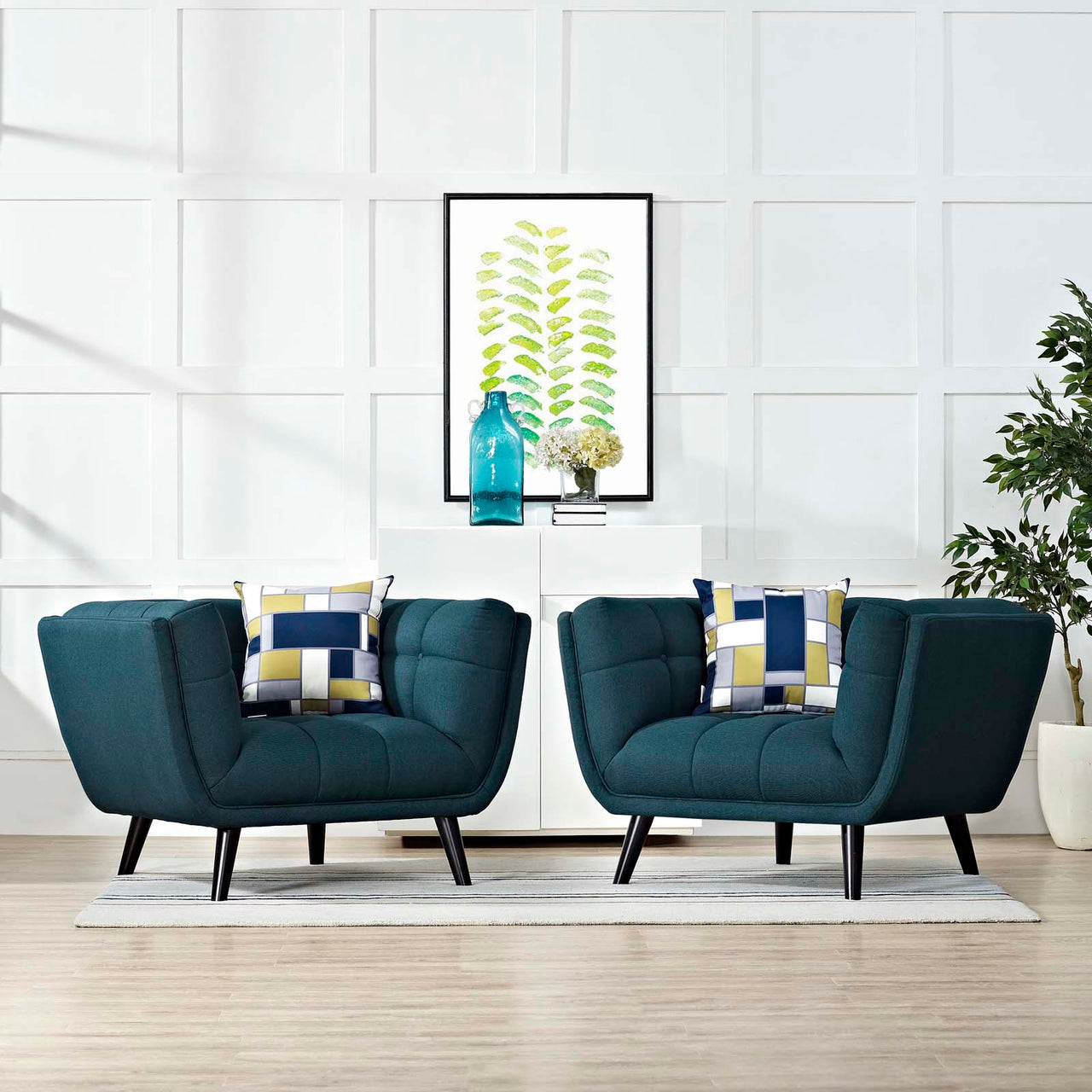 Caress 2-Piece Fabric Armchair Set, Blue