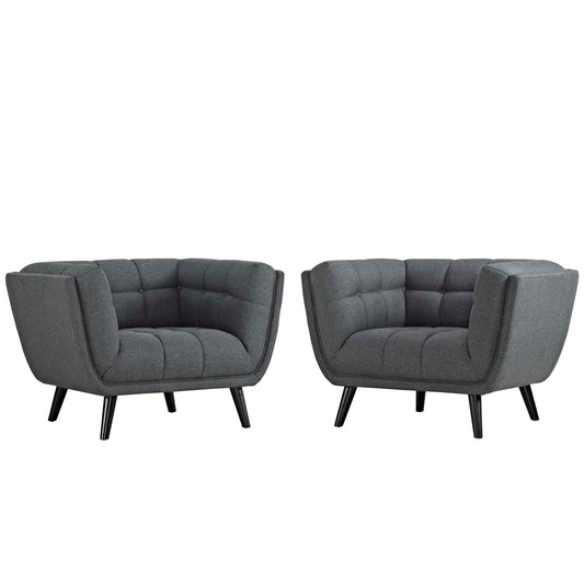 Caress 2-Piece Fabric Armchair Set, Gray