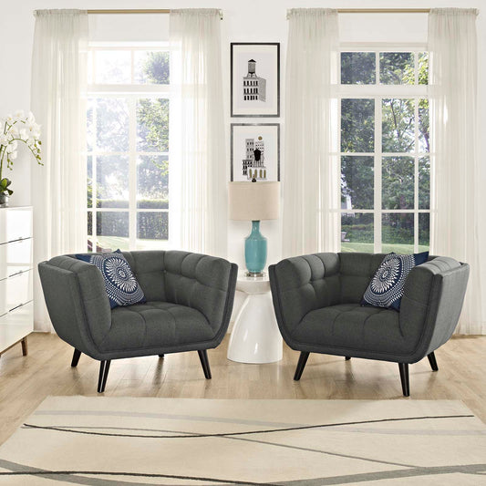 Caress 2-Piece Fabric Armchair Set, Charcoal