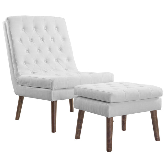Andressa Lounge Chair w/ Ottoman, White