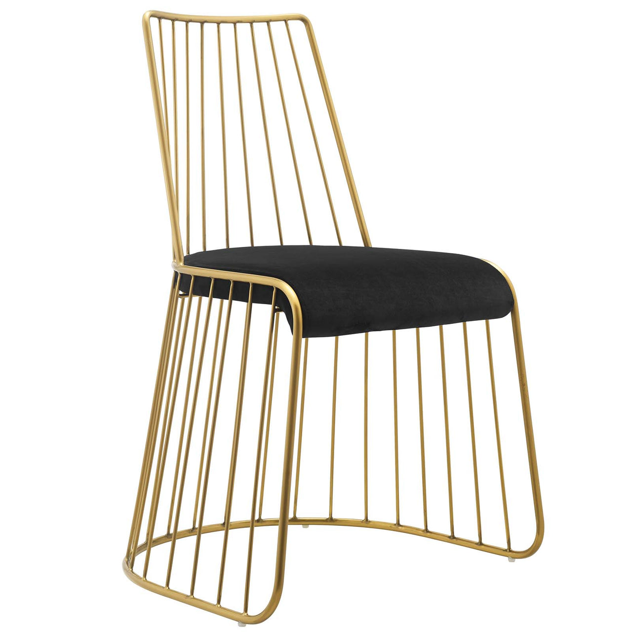 Cylendra Velvet Dining Chair, Gold & Black