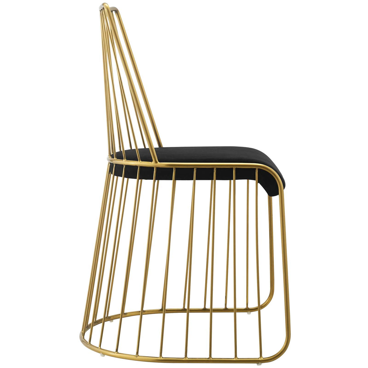 Cylendra Velvet Dining Chair, Gold & Black