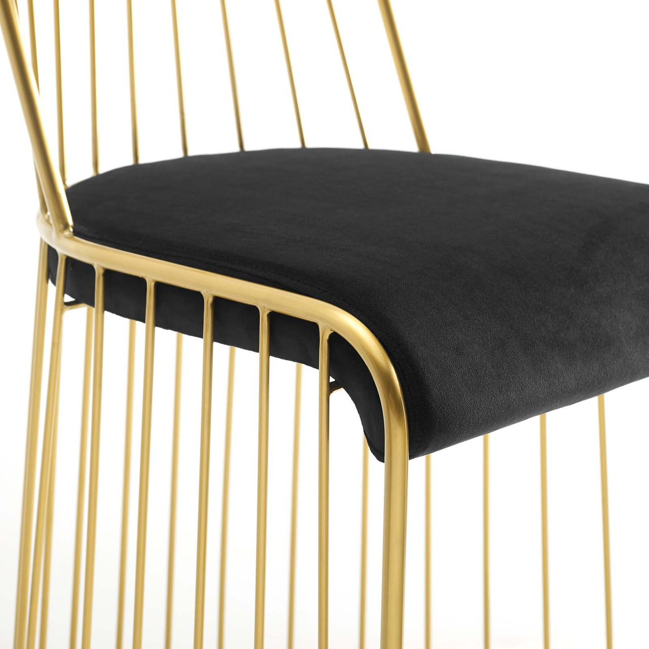 Cylendra Velvet Dining Chair, Gold & Black