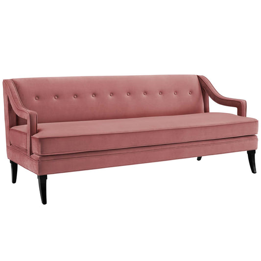 Elcarra Velvet Sofa, Dusty Rose
