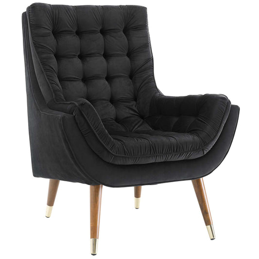 Implied Velvet Lounge Chair, Black