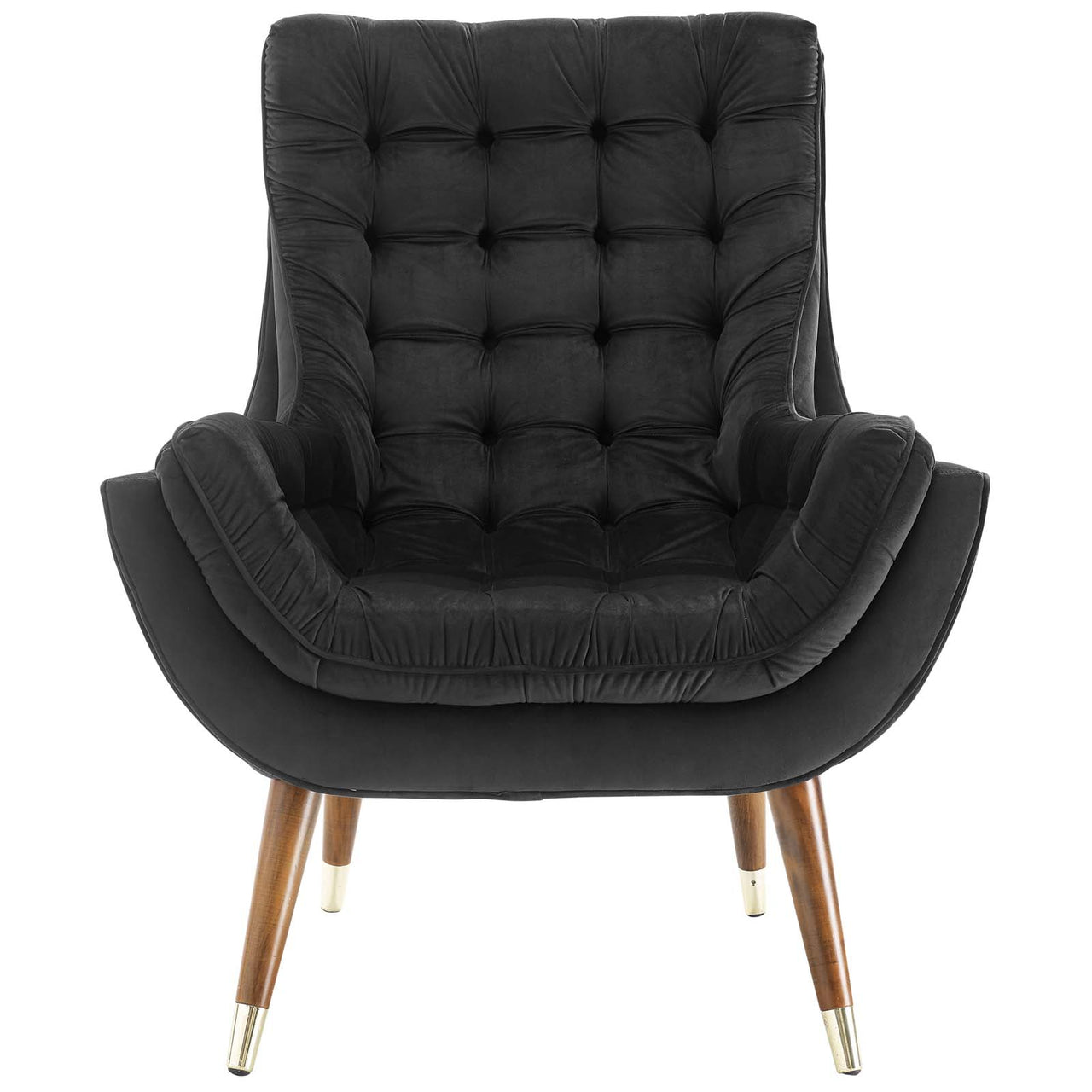 Implied Velvet Lounge Chair, Black