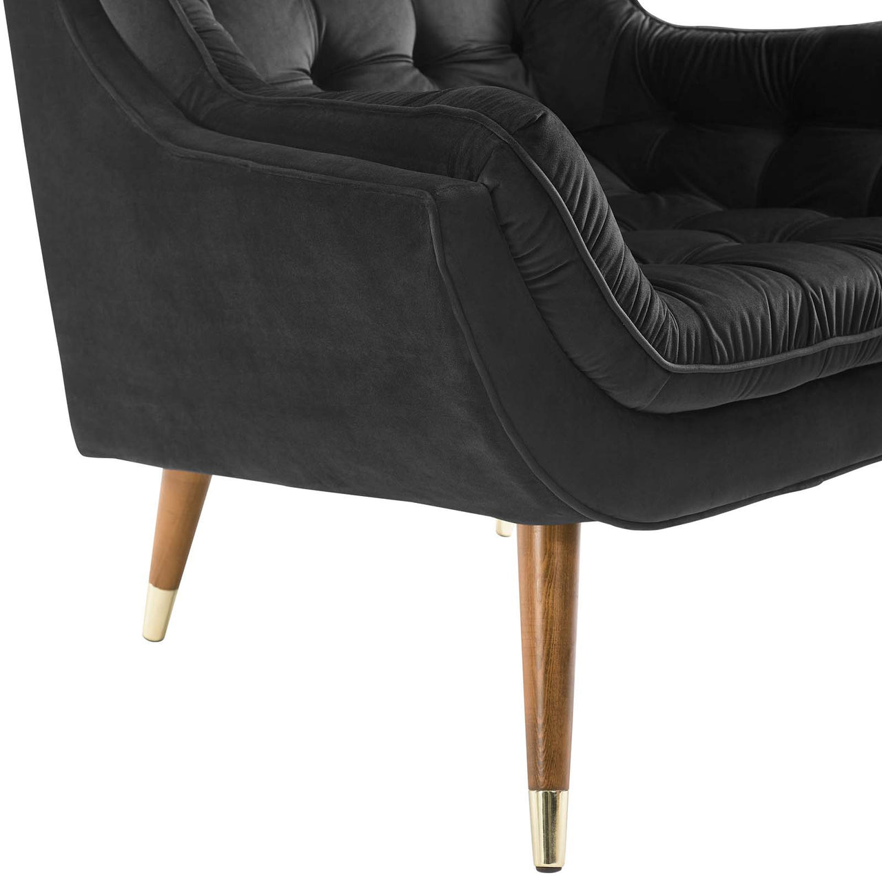 Implied Velvet Lounge Chair, Black