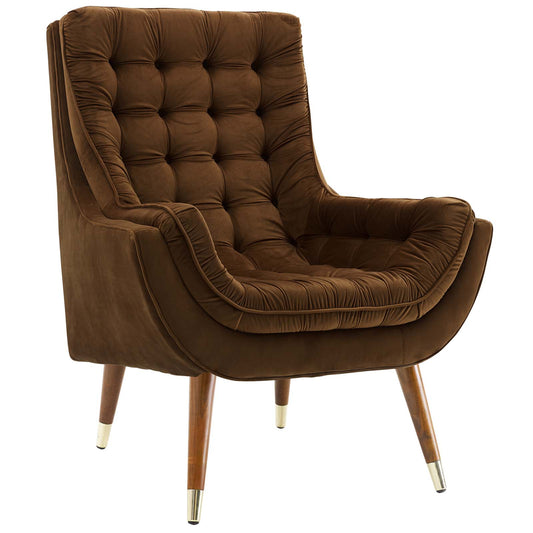 Implied Velvet Lounge Chair, Brown