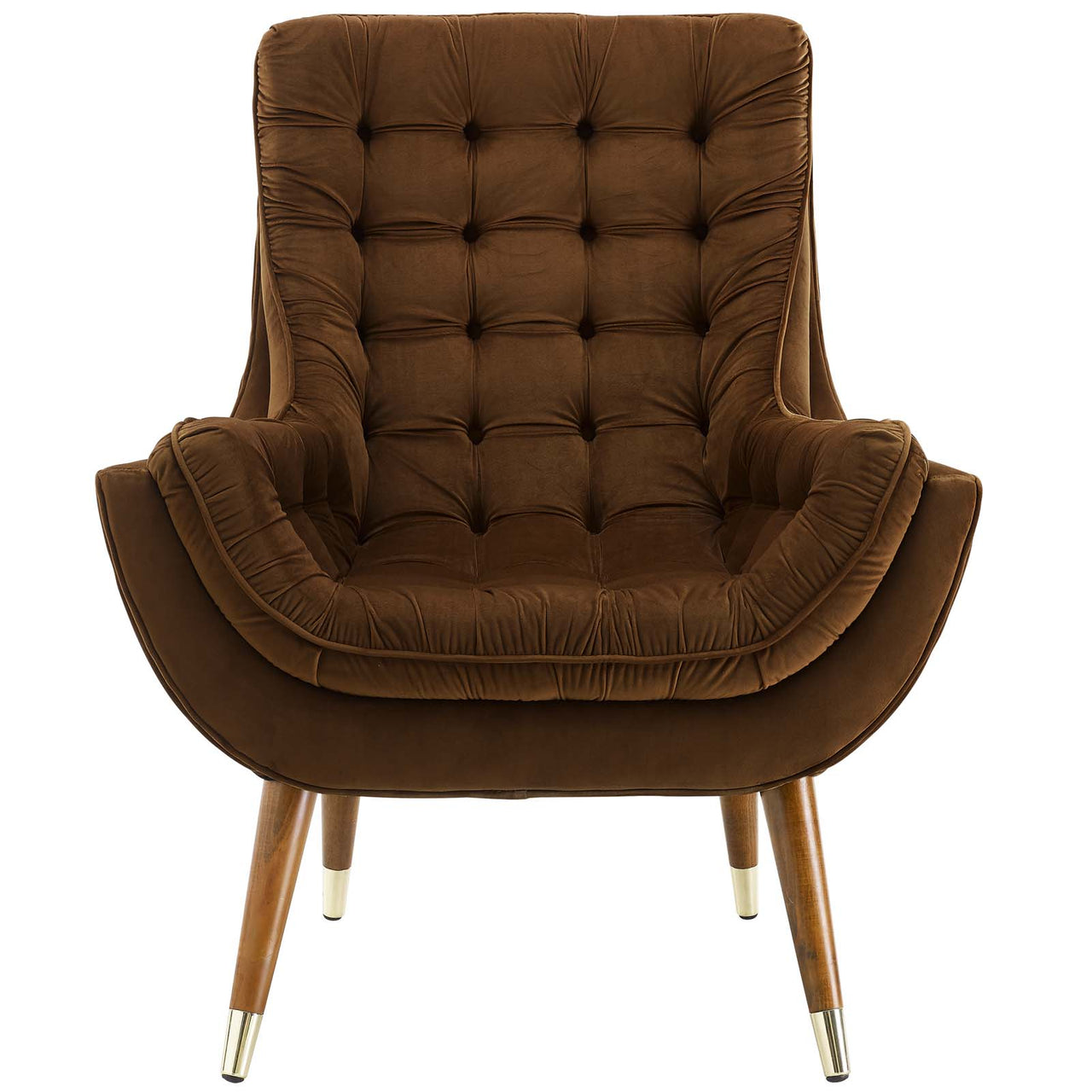 Implied Velvet Lounge Chair, Brown
