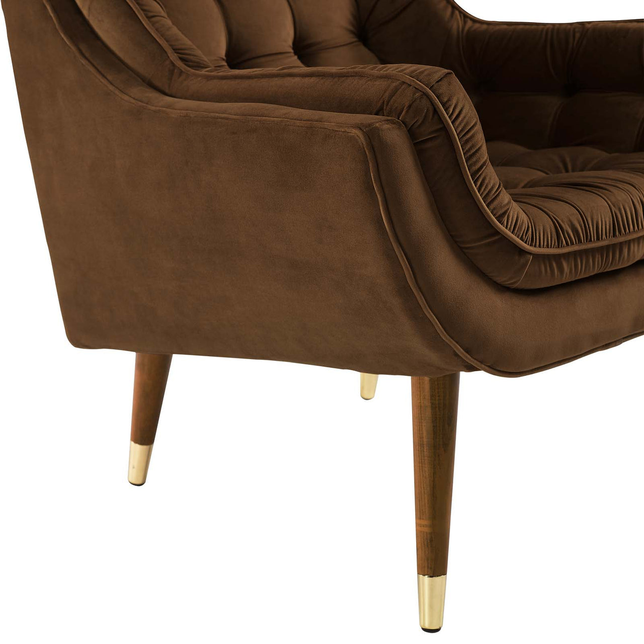 Implied Velvet Lounge Chair, Brown