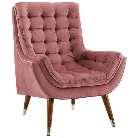 Implied Velvet Lounge Chair, Dusty Rose