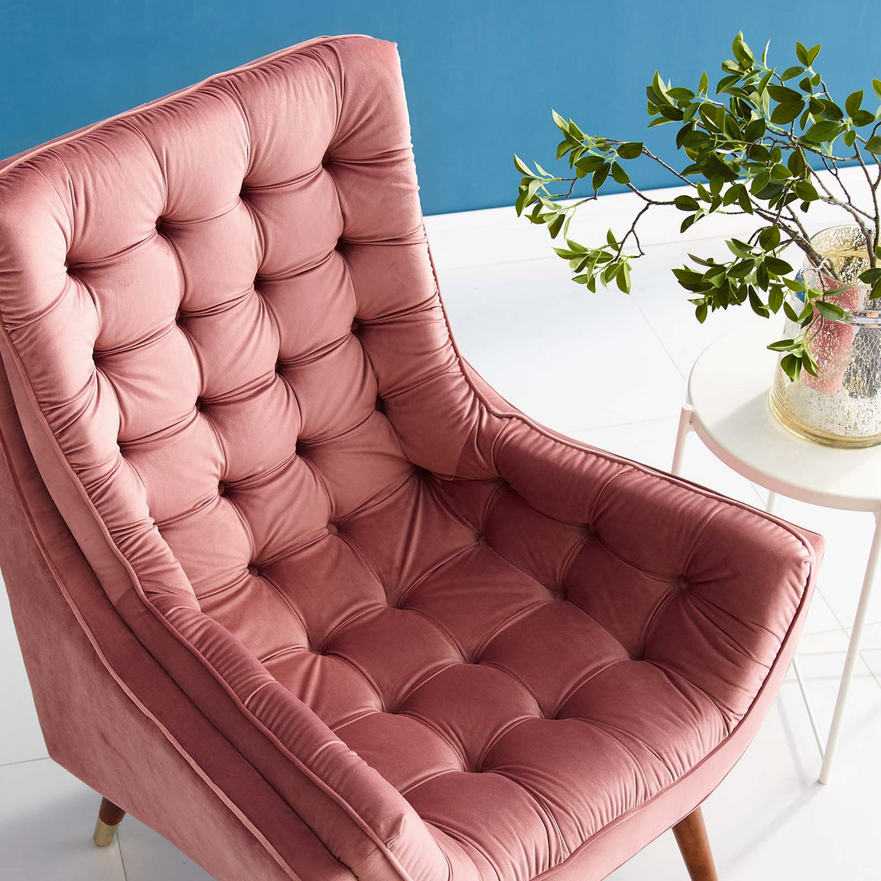 Implied Velvet Lounge Chair, Dusty Rose