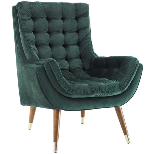Implied Velvet Lounge Chair, Green