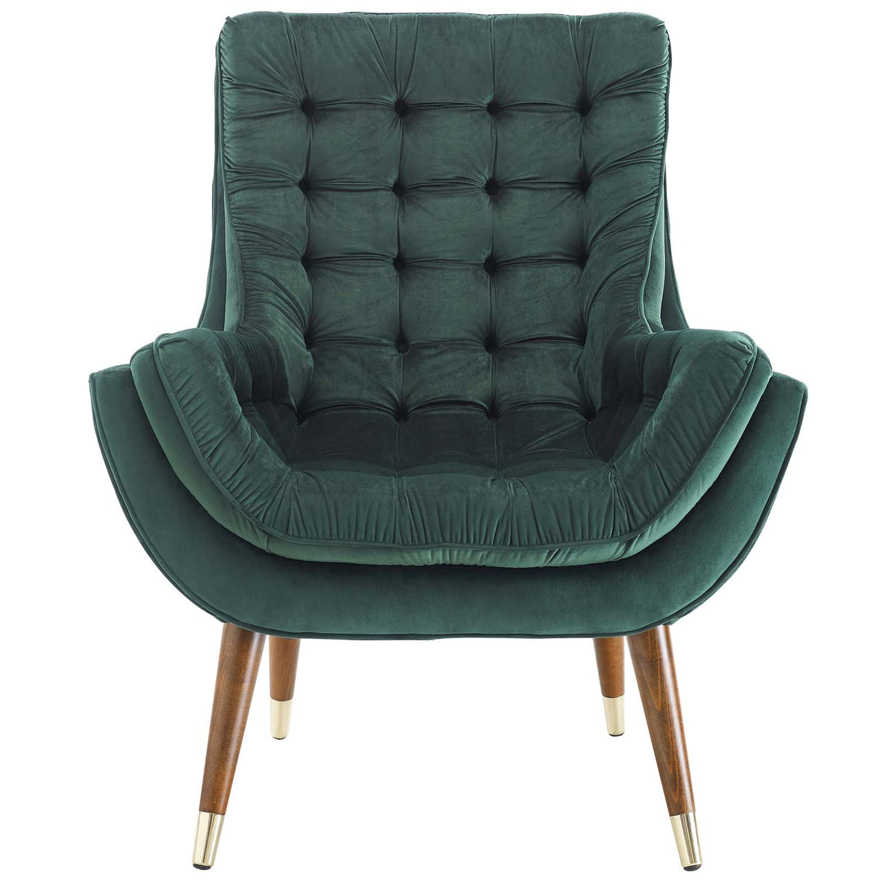Implied Velvet Lounge Chair, Green