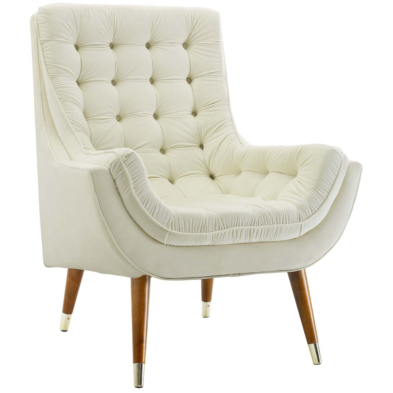 Implied Velvet Lounge Chair, Ivory
