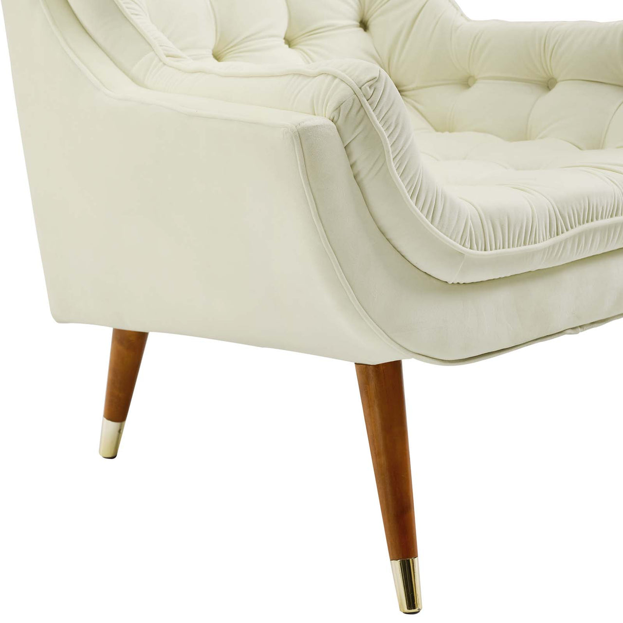 Implied Velvet Lounge Chair, Ivory