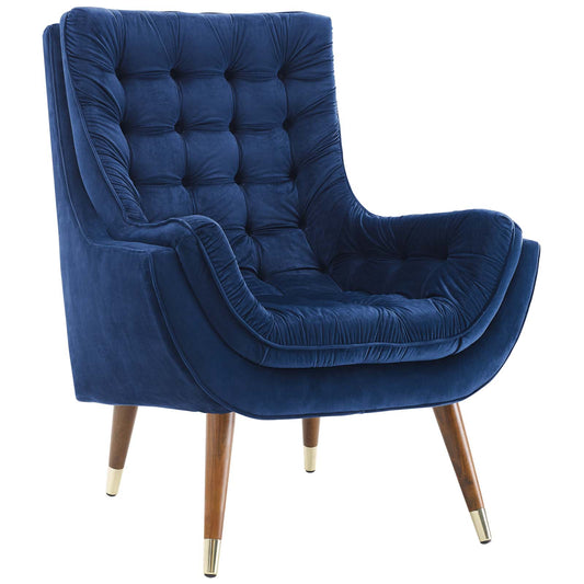 Implied Velvet Lounge Chair, Navy