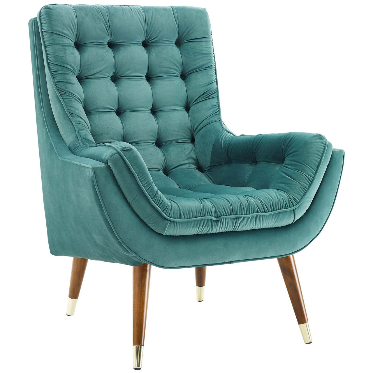 Implied Velvet Lounge Chair, Teal