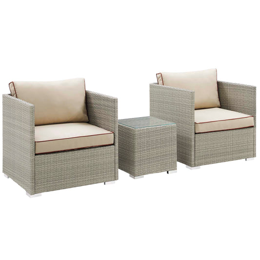 Gerrymander 3-Piece Alfresco Sectional Set, Light Gray & Beige