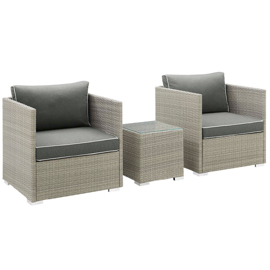 Gerrymander 3-Piece Alfresco Sectional Set, Light Gray & Charcoal