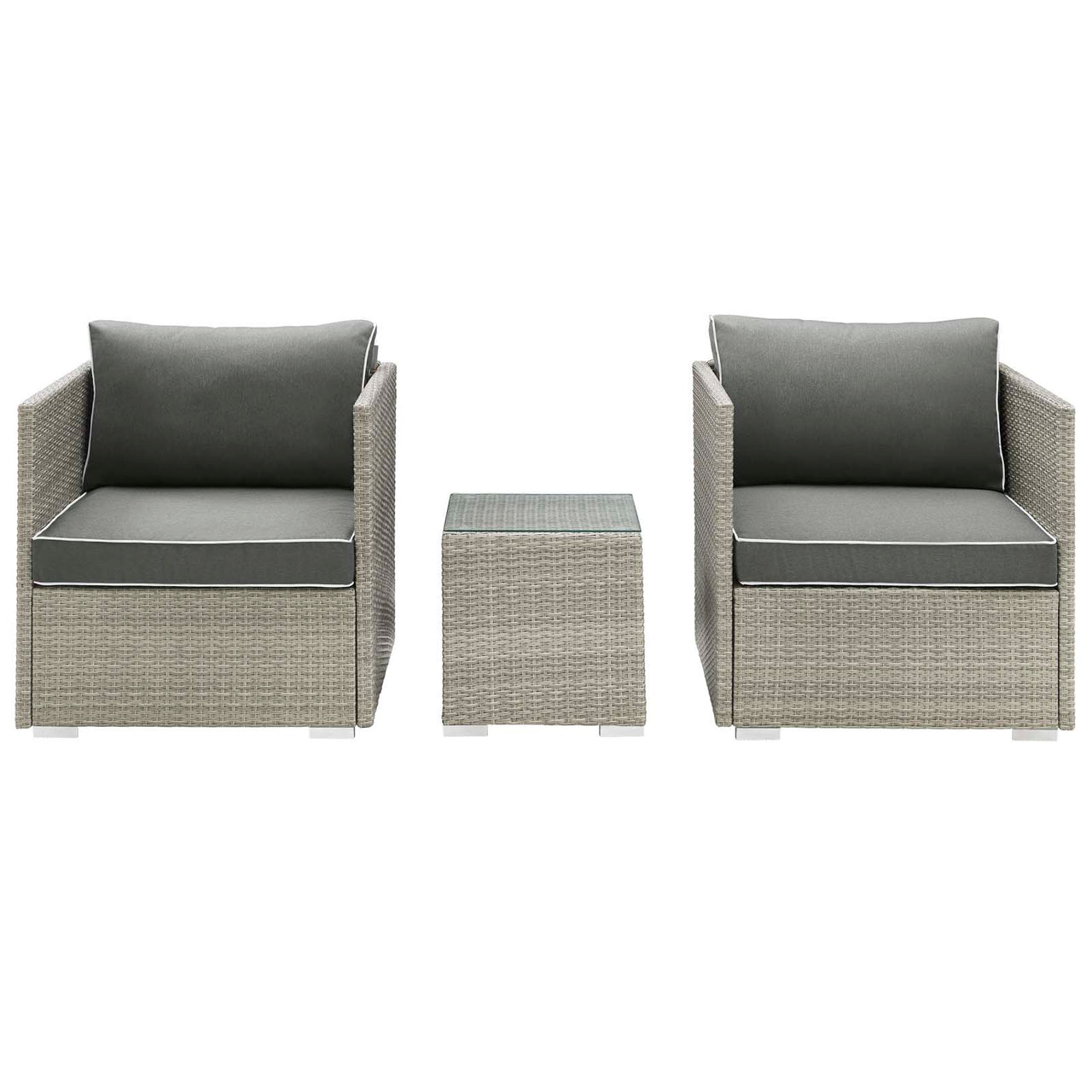 Gerrymander 3-Piece Alfresco Sectional Set, Light Gray & Charcoal