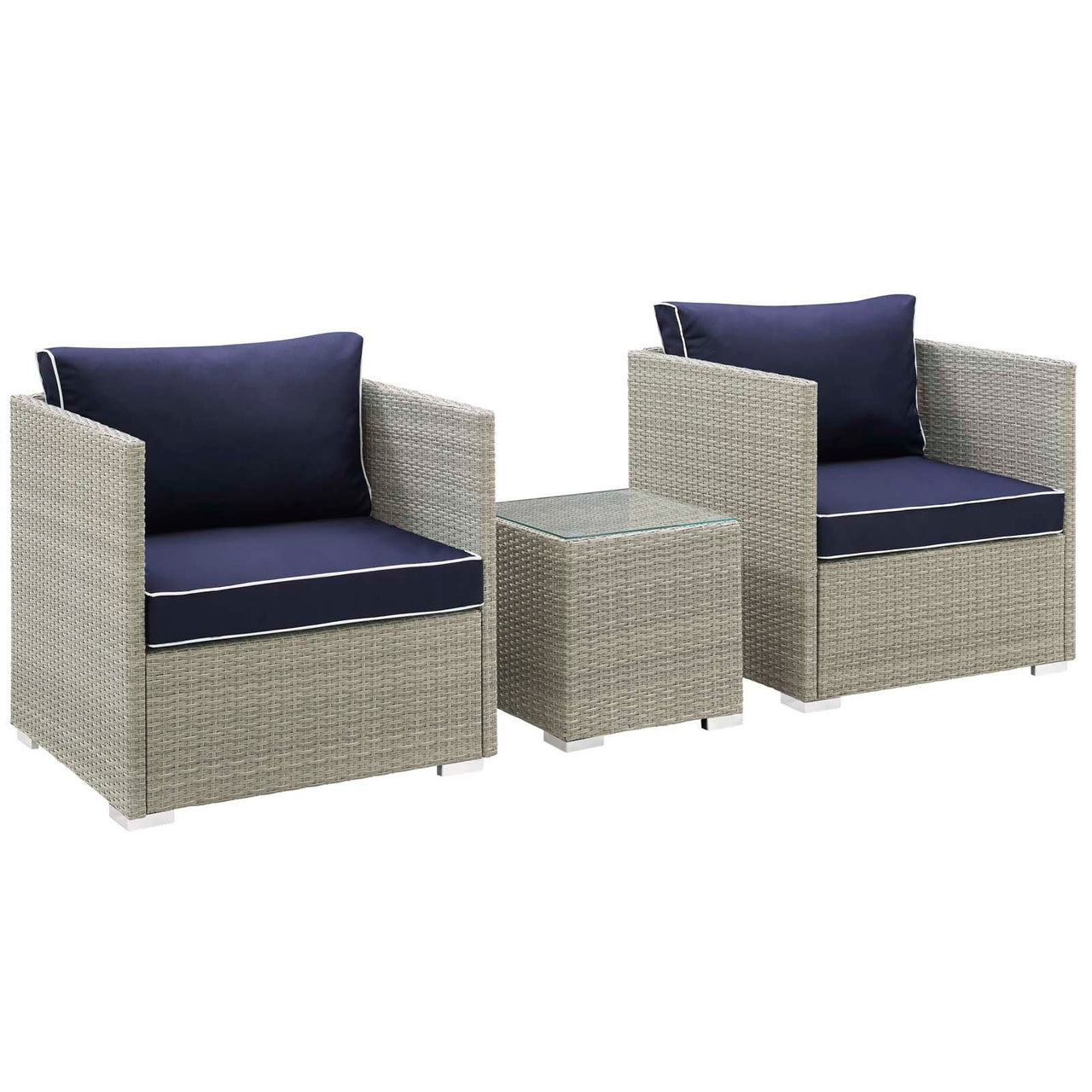 Gerrymander 3-Piece Alfresco Sectional Set, Light Gray & Navy