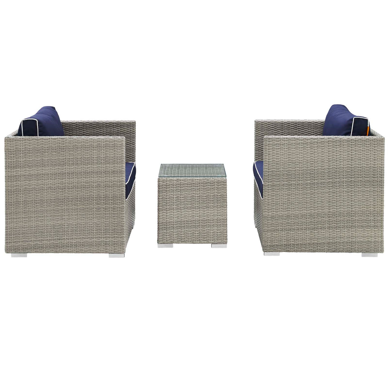 Gerrymander 3-Piece Alfresco Sectional Set, Light Gray & Navy