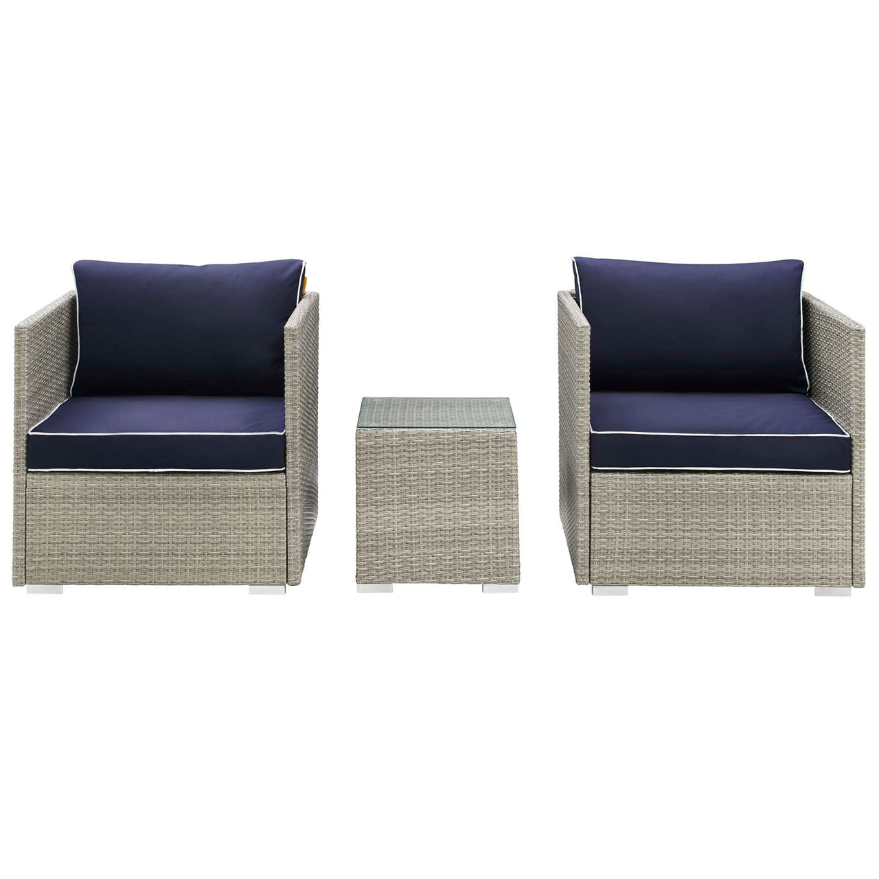 Gerrymander 3-Piece Alfresco Sectional Set, Light Gray & Navy