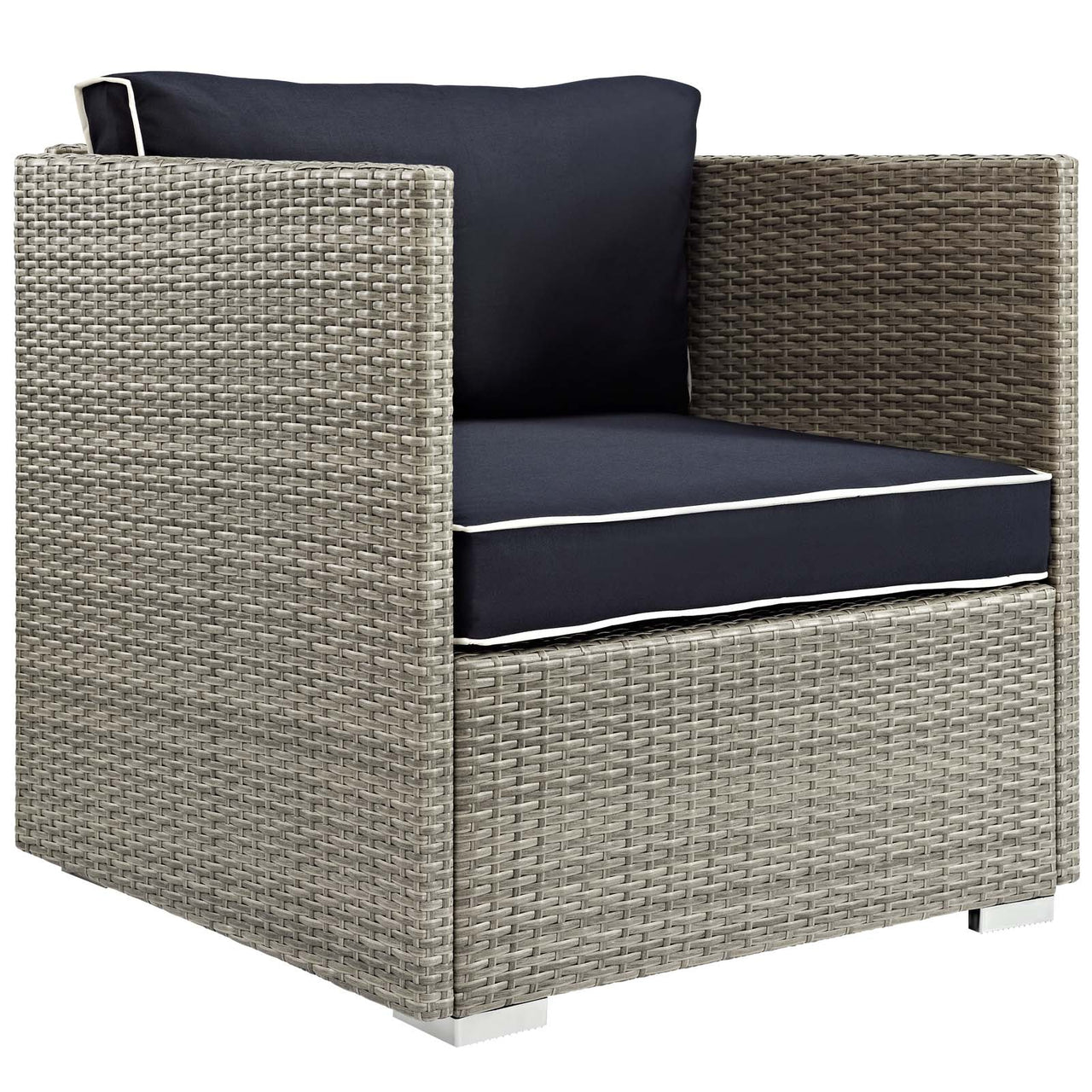Gerrymander 3-Piece Alfresco Sectional Set, Light Gray & Navy
