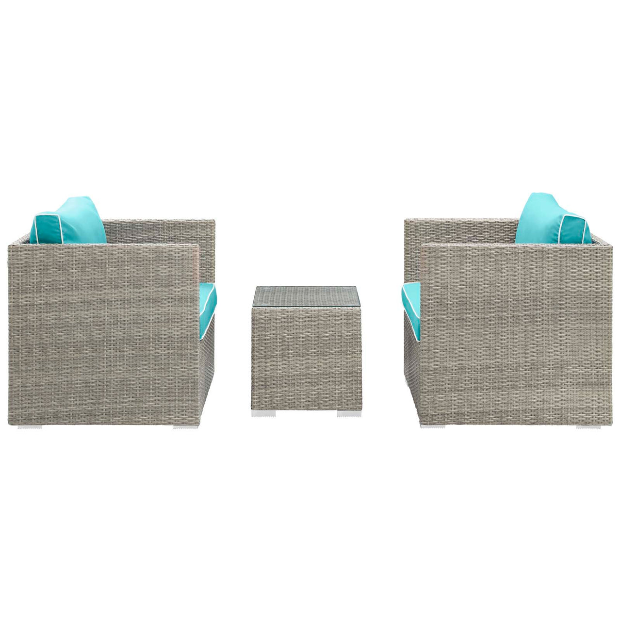 Gerrymander 3-Piece Alfresco Sectional Set, Light Gray & Turquoise