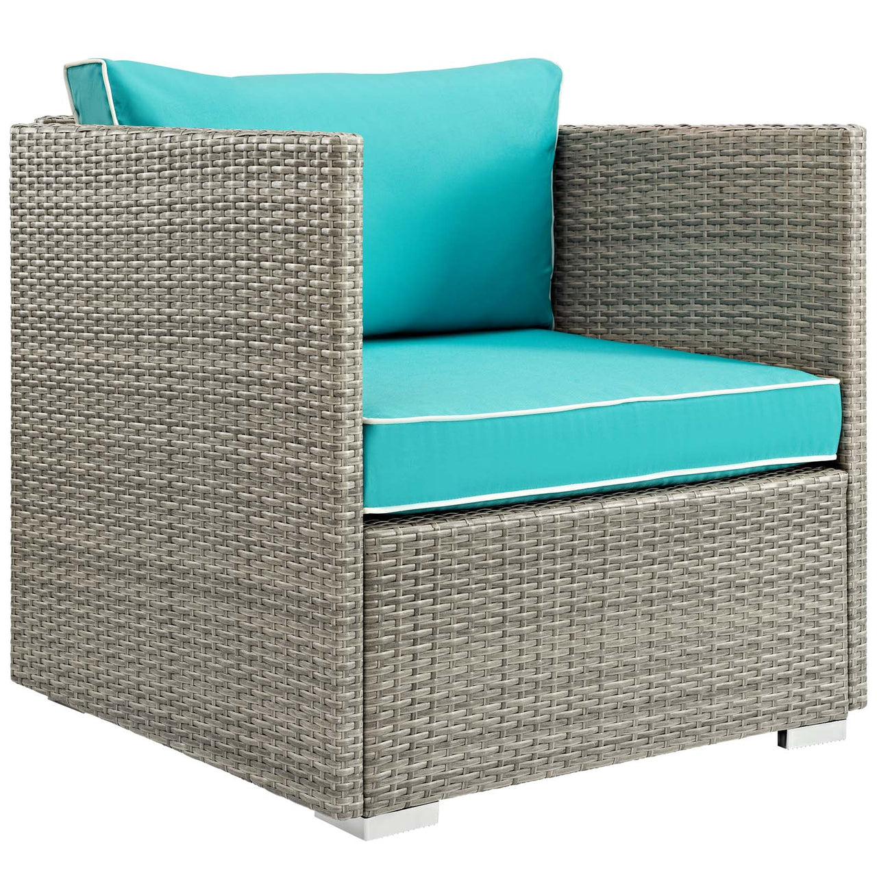 Gerrymander 3-Piece Alfresco Sectional Set, Light Gray & Turquoise