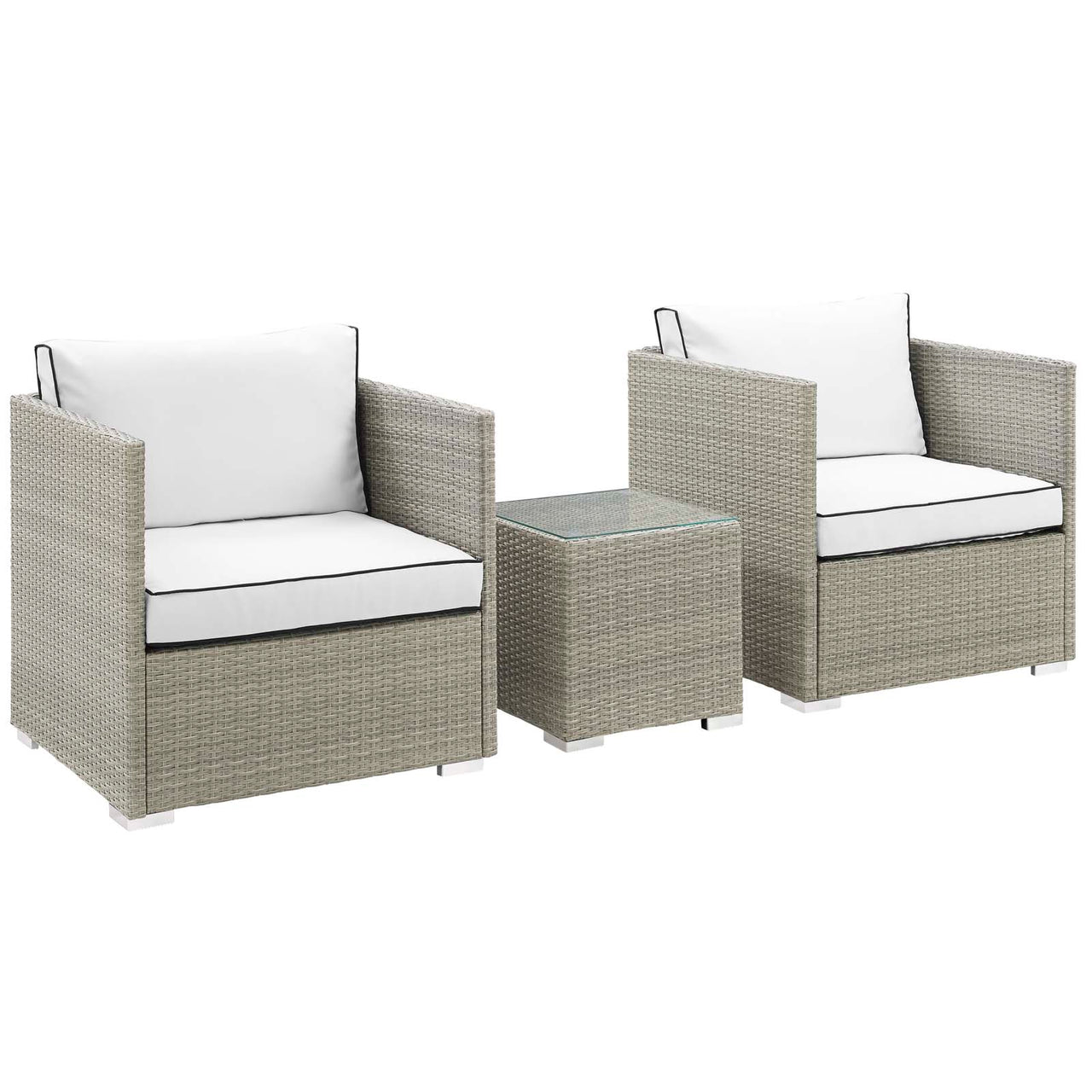 Gerrymander 3-Piece Alfresco Sectional Set, Light Gray & White