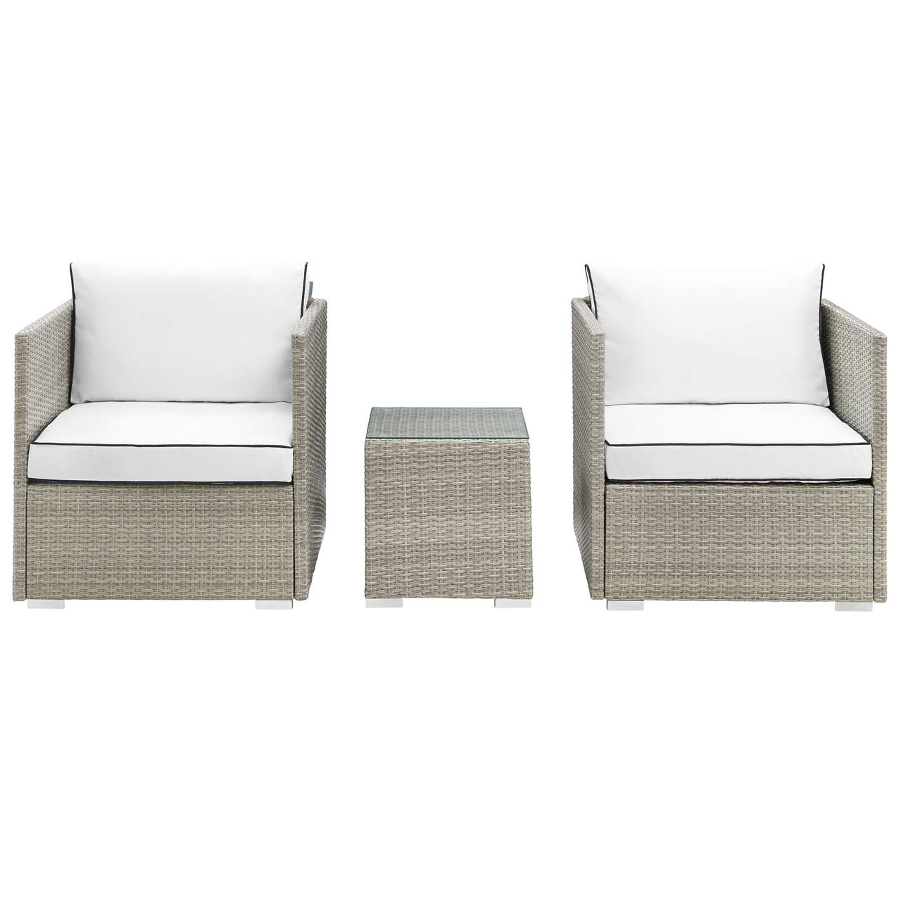 Gerrymander 3-Piece Alfresco Sectional Set, Light Gray & White