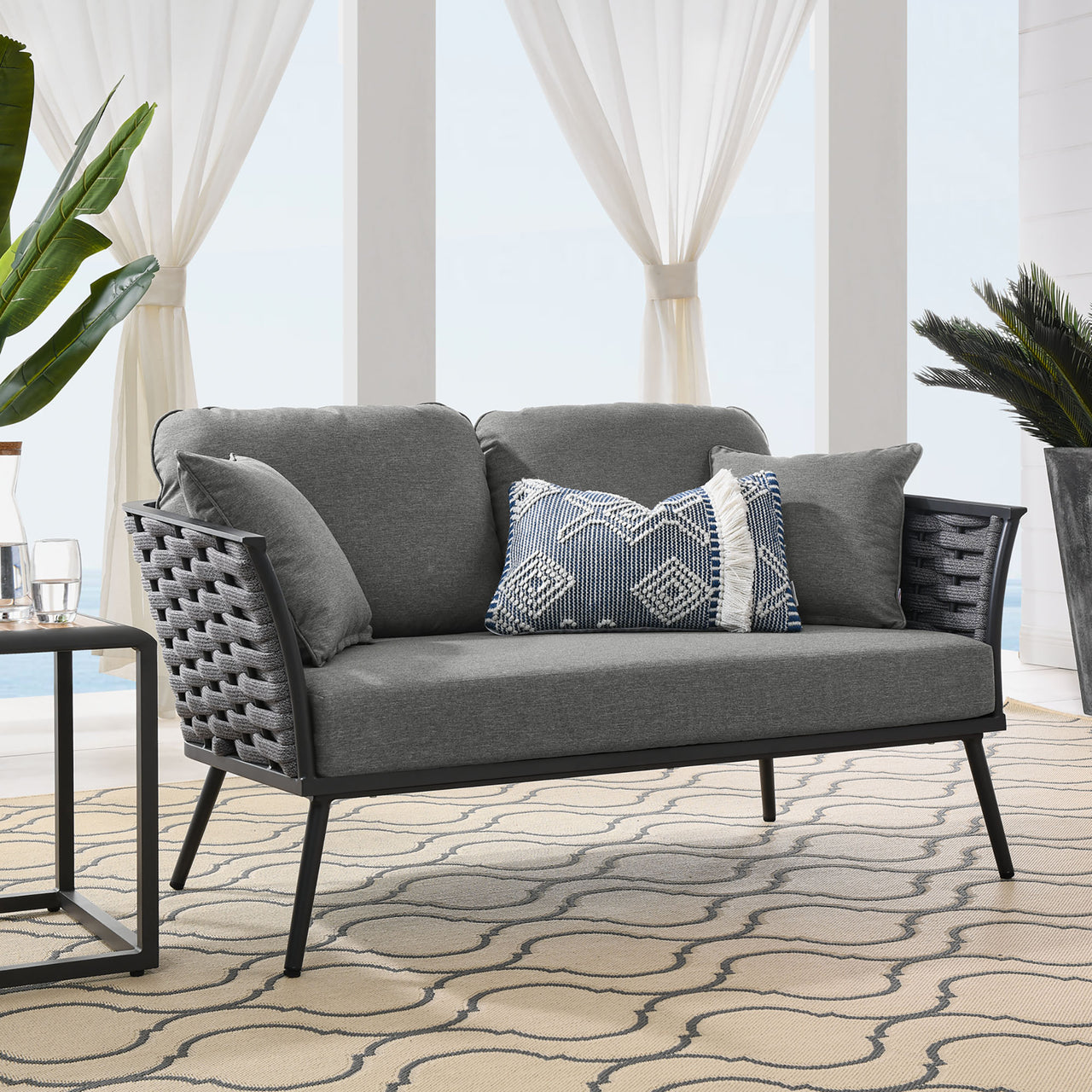 Stellan Alfresco Loveseat, Gray & Charcoal