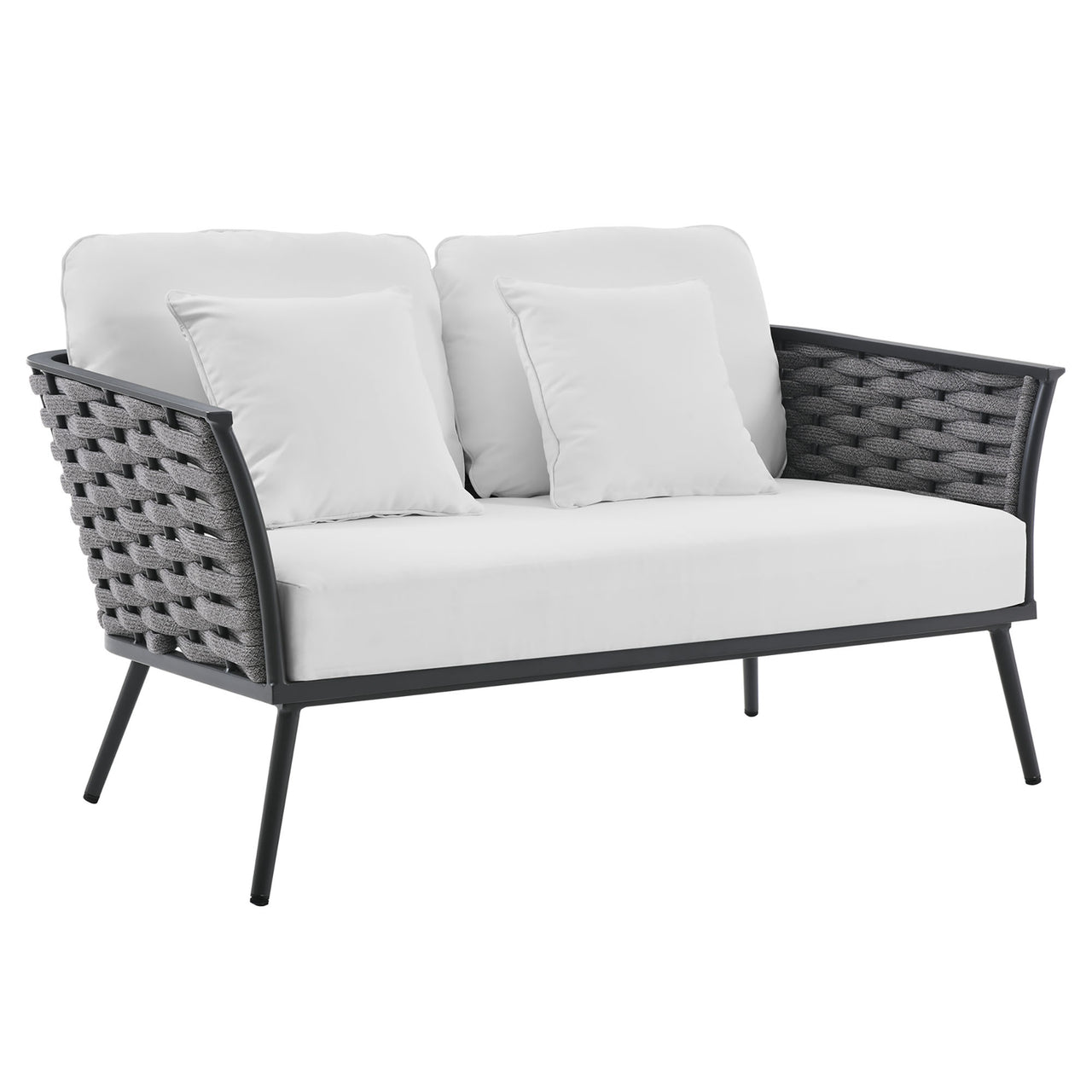 Stellan Alfresco Loveseat, Gray & White