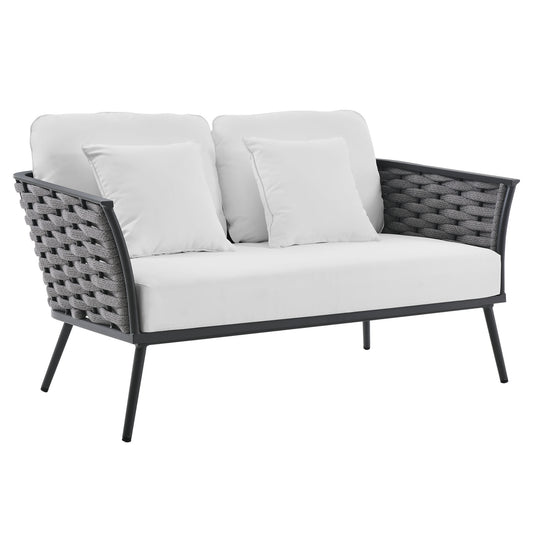 Stellan Alfresco Loveseat, Gray & White
