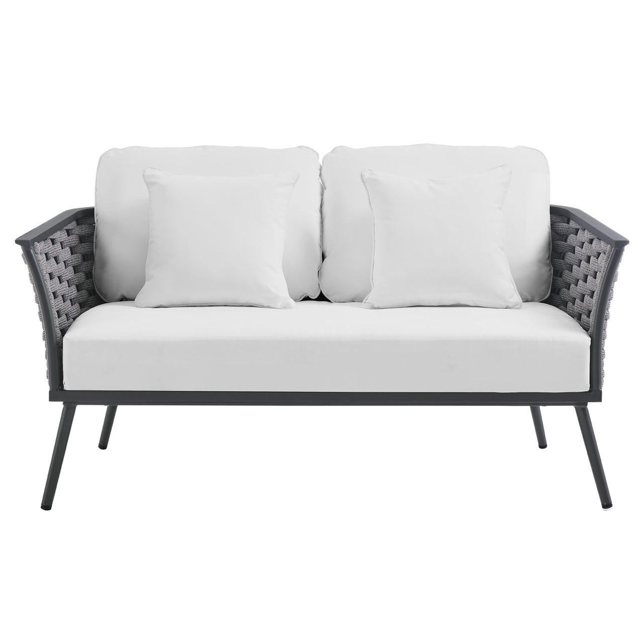 Stellan Alfresco Loveseat, Gray & White