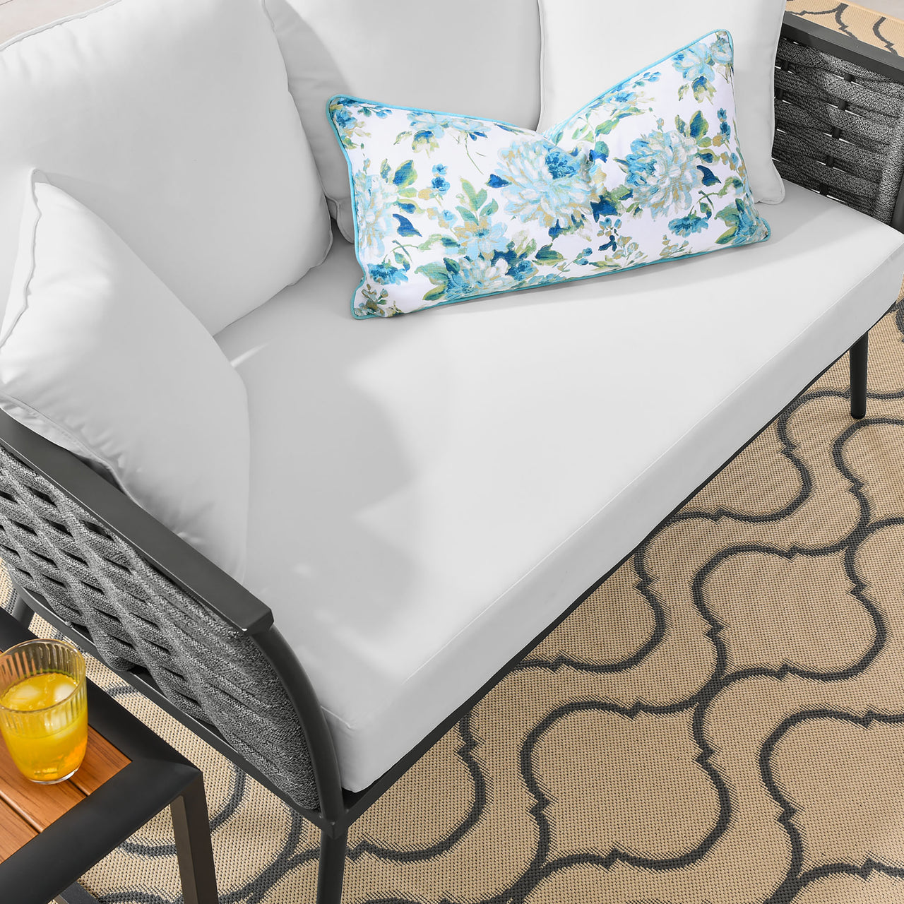 Stellan Alfresco Loveseat, Gray & White