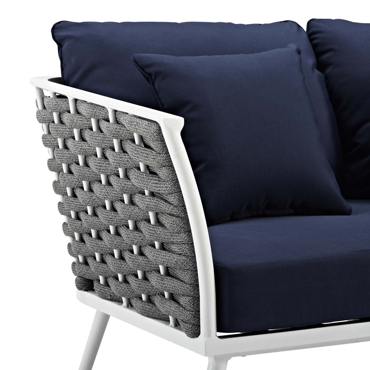Stellan Alfresco Loveseat, White & Navy