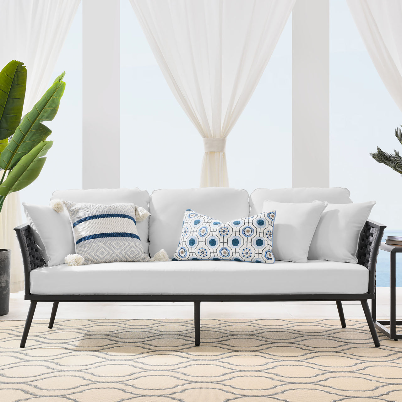 Stellan Alfresco Sofa, Gray & White