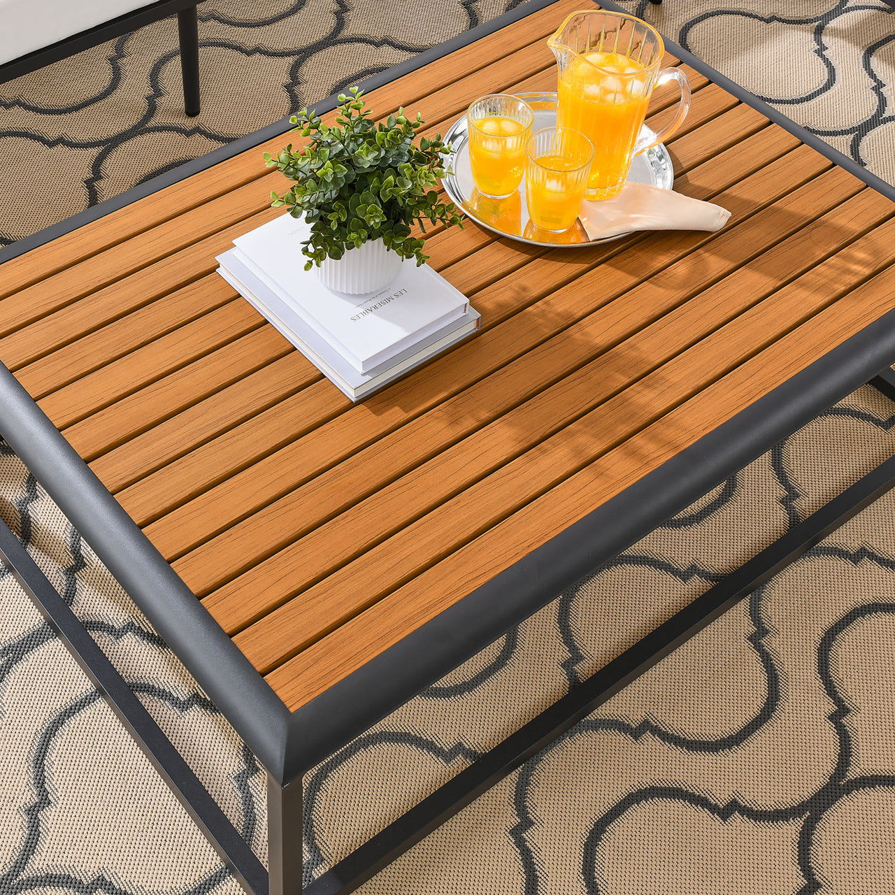 Stellan Alfresco Coffee Table, Gray & Natural Wood