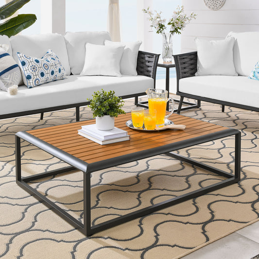 Stellan Alfresco Coffee Table, Gray & Natural Wood