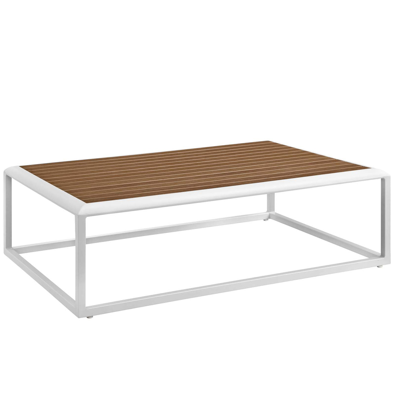 Stellan Alfresco Coffee Table, White & Natural Wood