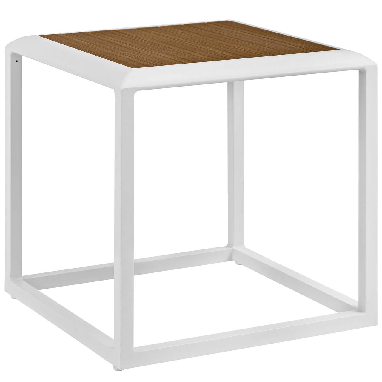 Stellan Alfresco Side Table, White & Natural Wood