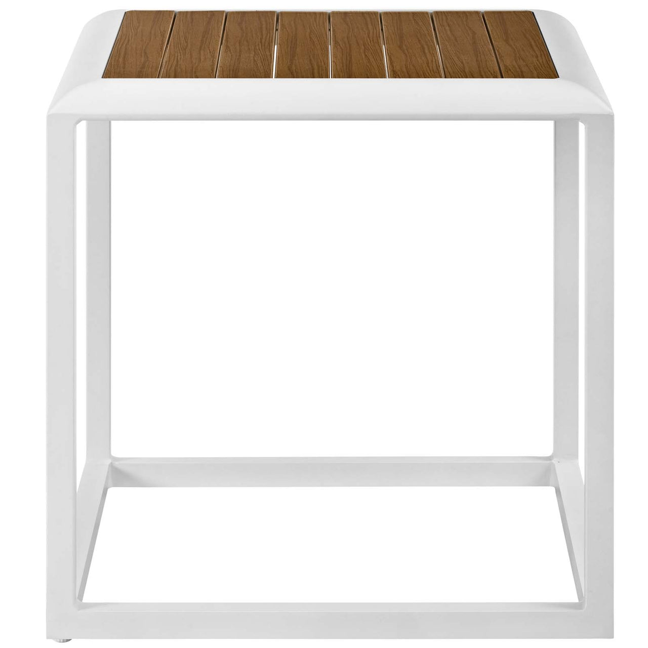 Stellan Alfresco Side Table, White & Natural Wood