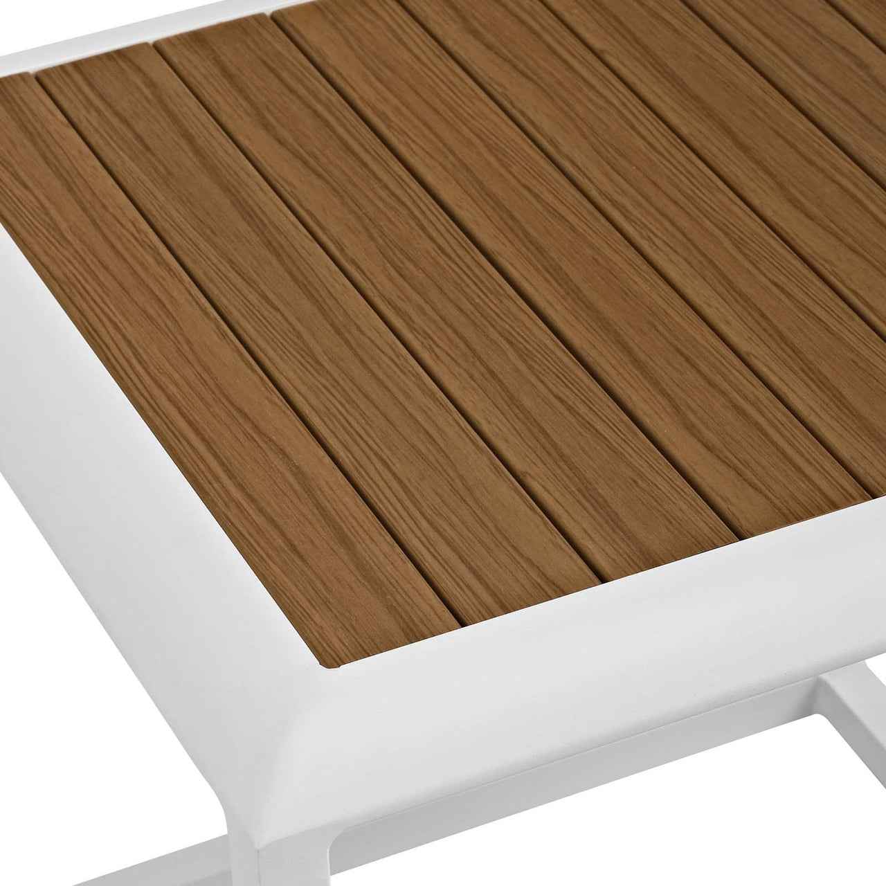 Stellan Alfresco Side Table, White & Natural Wood