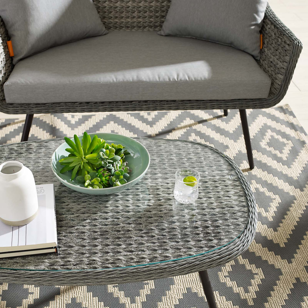 Stratus Alfresco Woven Coffee Table, Gray