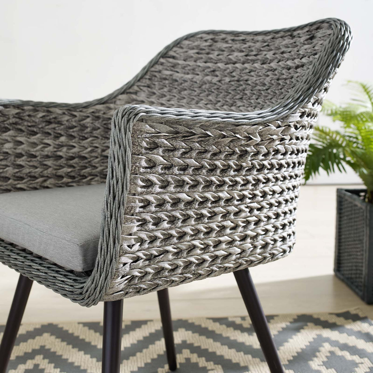 Stratus Alfresco Woven Dining Armchair, Gray
