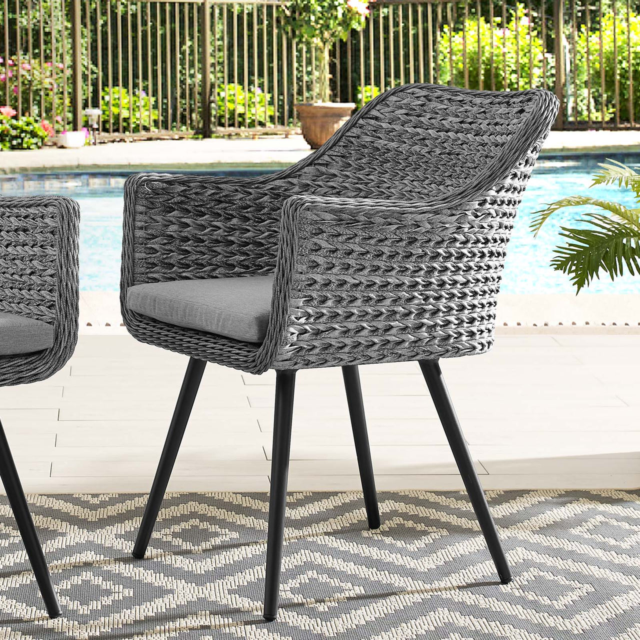 Stratus Alfresco Woven Dining Armchair, Gray