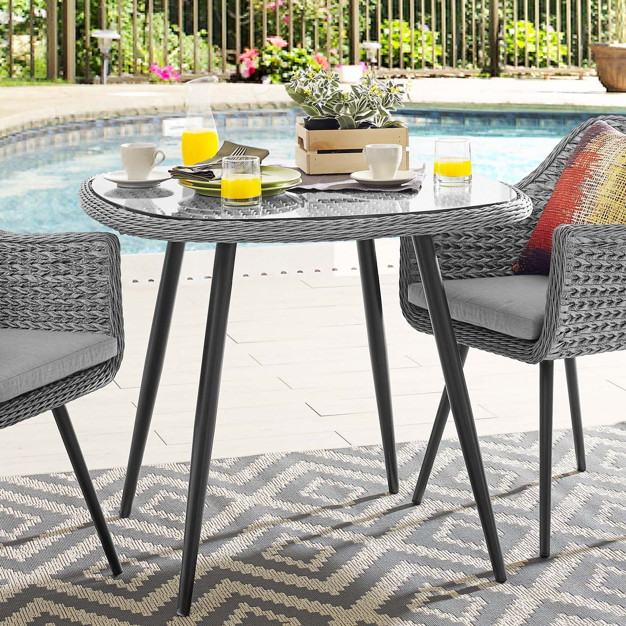 Stratus Alfresco Woven Dining Table, Gray